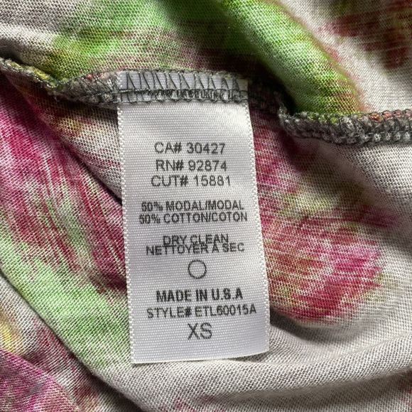Ella Moss Shirt Tank Tie Dye Flowers Gray Pink Green XS - Picture 8 of 8